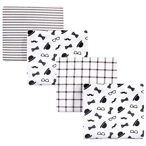 Image of Little Treasure Unisex Baby Cotton Flannel Receiving Blankets, Gentleman 4-Pack, One Size