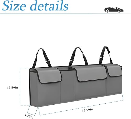 Miniatura 10 de Organizador y almacenamiento para maletero de auto organizador colgante para SUV camioneta impermeable bolsa de almacenamiento de carga plegable con