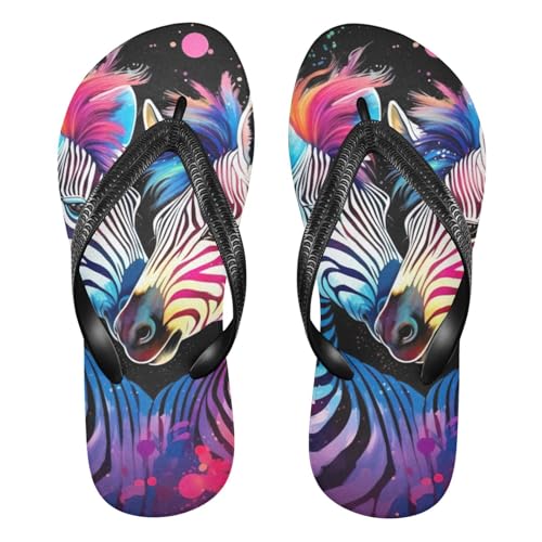 Rainbow Zebra Flip Flop Beach Summer Casual Sandal for Women & Men Shower Shoes 20857313