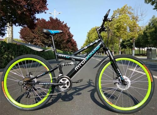 Fujin マウンテンバイク 24インチ 黒と青 前部バスケット付き