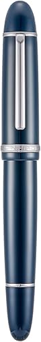 Jinhao X159 - Pluma estilográfica acrĂlica azul oscuro, tamaño 8, punta fina, borde plateado, diseño clásico, bolĂgrafo de escritura suave con Jinhao X159 - Pluma estilográfica acrĂlica azul oscuro, tamaño 8, punta fina, borde plateado, diseño clásico, bolĂgrafo de escritura suave con