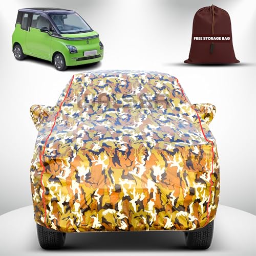 Image of Walser Waterproof Car Cover for MG Comet EV | All-Weather Full Car Body Protection | with Mirror & Antenna Pocket | Dustproof, Windproof & Anti-Scratch Lining, Camouflage