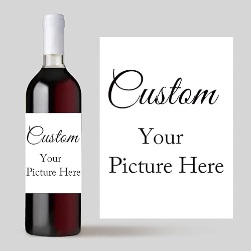 20 etiquetas personalizadas para vino de boda, calcomanías personalizadas para boda, añade tu imagen, etiquetas para botellas de regalo (6.3 x 5.0