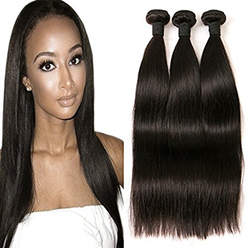 DAIMER Weave Peruvian Wavy Hair Human 3 Bundles 20 22 24 Inches Straight Remy Virgin Hair Extension Unprocessed Natural Color Can Be Dye 300g