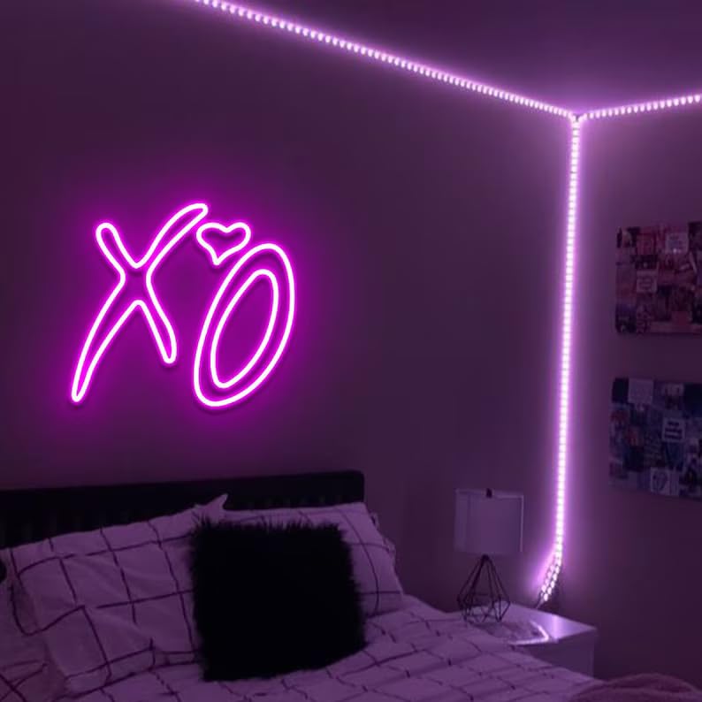 XO Neon Sign, Personalized Neon Sign Logo, LED Neon Name Sign for Wall Decor, Neon Light Sign for Girls Bedroom, Wedding, Birthday Party, Bar, Game Room, Business Shop, Gift