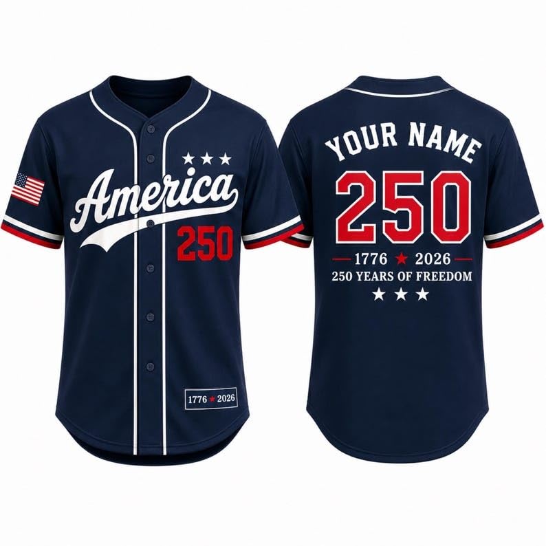 Personalized 4th of July Jersey Shirt - Patriotic Baseball Jersey American Flag Jersey Team Uniform for Fourth of July Shirts miniatura 4