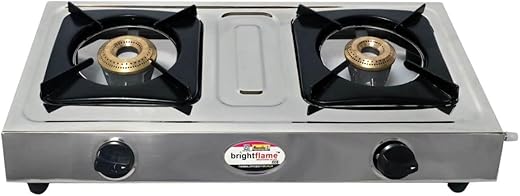 Brightflame – ECO 2 Burner Stainless Steel Gas Stove – Heavy-Duty, Energy-Efficient, Easy to Clean – Ideal for Home & Outdoor Cooking (CI Burner)