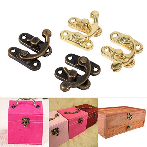Image of 12Pcs Bronze Latch Hasp, Vintage Jewelry Box Antique Buckle Clasp Closure Lock Latch for Furniture Wooden Box Jewelry Case