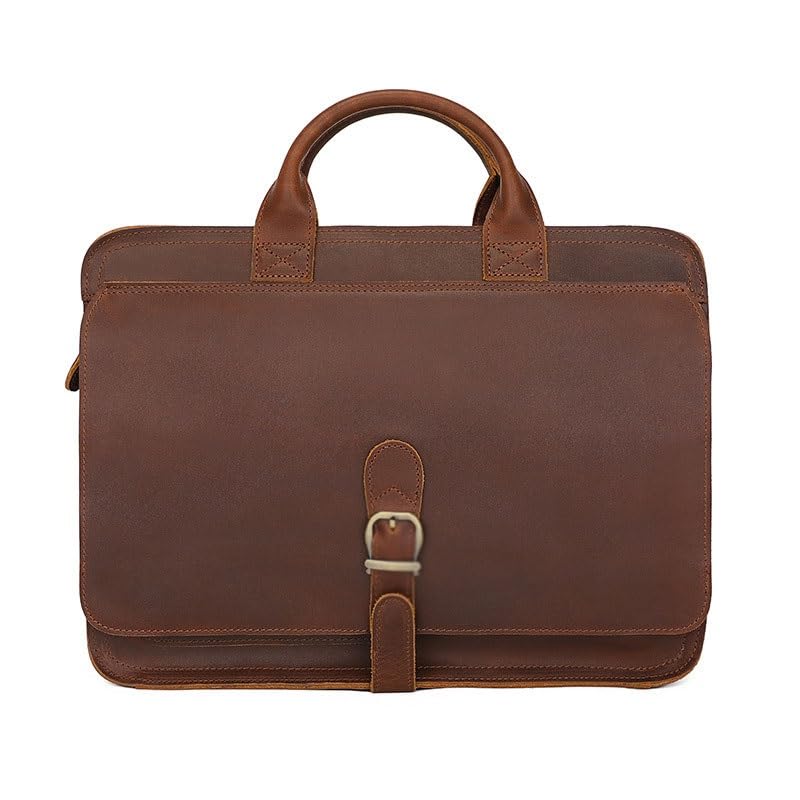 JSEIAJB Vintage Genuine Leather Men's Multifunctional Computer Bag Single Shoulder Oblique Straddle Portable Briefcase4