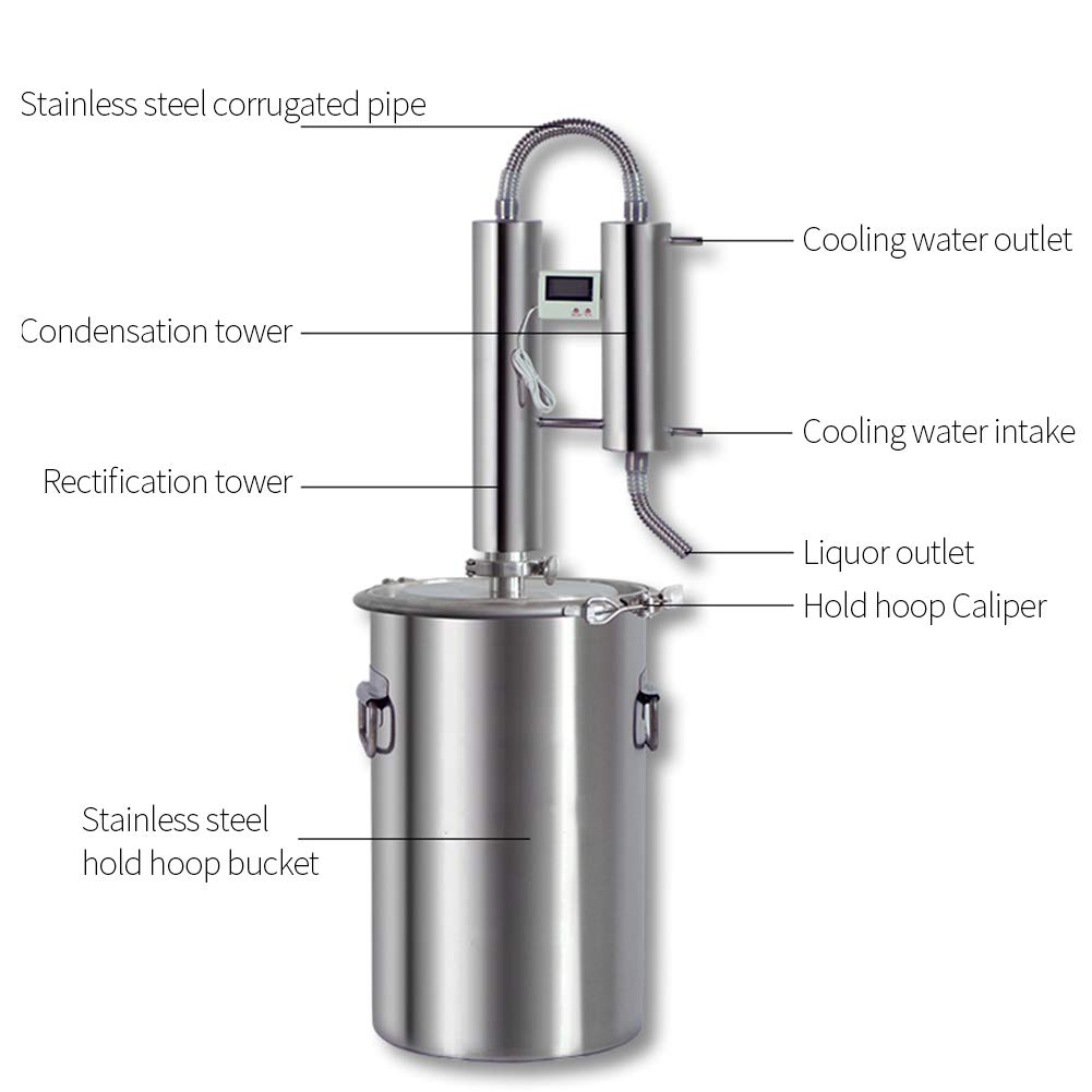 35L Stainless Steel Double Tower Distiller Home Brewing Mashine Liquor Brewing Brandy Distillation Equipment