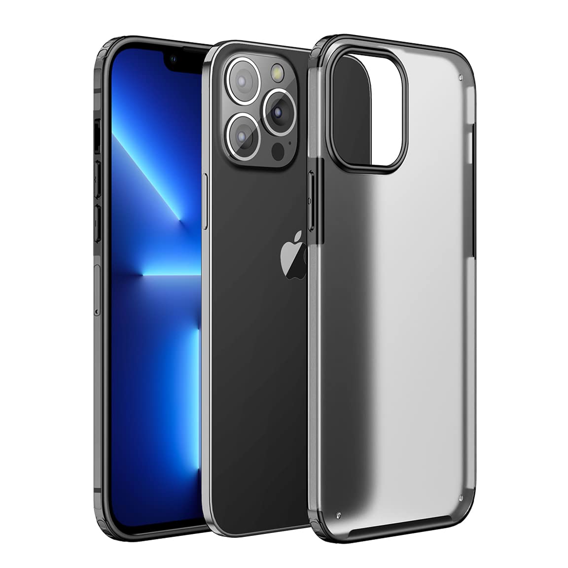 Foso(™) Rugged Frosted Semi Transparent PC with Shock Proof Bumper TPU Hybrid Slim Durable Back Case for Apple iPhone 13 Pro Max (Matte Black) (B09PGFR1LJ) Amazon Price History, Amazon Price Tracker