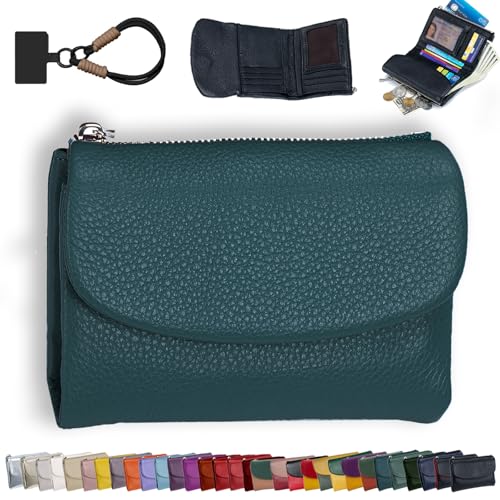 Joyfullygo Unisex Pebble Leather RFID Wallet, Short Soft Leather Coin Card Holder, Multicolor Slim Anti-Theft Bifold Passport Purse, 6-Card Slots & Cash Organizer for Men & Women (Z)