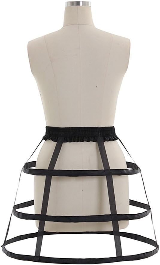 DUNHAO COS Women's Crinoline Wedding Skirt Underskirt 3 Hoop Cage Skirt One Size - Image 3