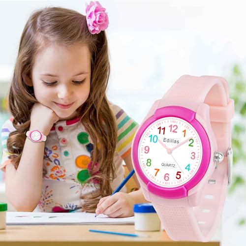 Image of Edillas Kids Teens Watch Analog Girls Boys, Waterproof Stylish Watch for Children,Students with Soft Silicone Strap for Kids Teens 4-16 Years Old