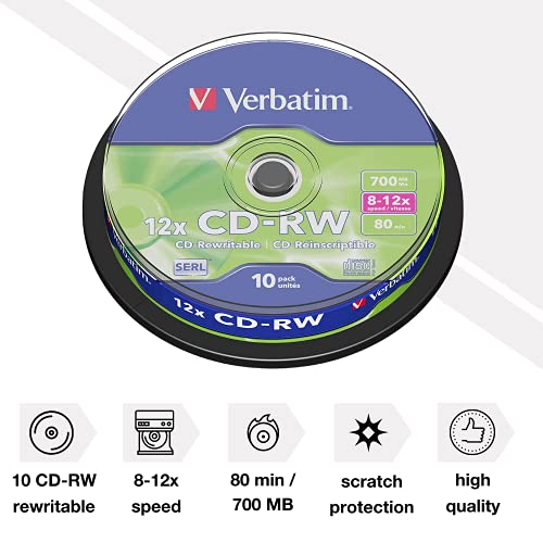 CD RW VERBATIM Datalifeplus 700 Mo 10x Lot de 10 - vue 6