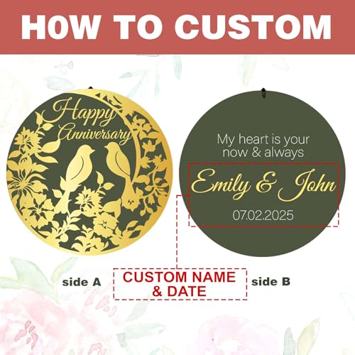 Image of ASTARIN Happy Anniversary Wind Chimes Personalized, Deep Tone Wind Chimes for Memory Day, for Couple Friends Wife Husband, Marriage Keepsake Gift Ideas