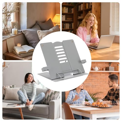 Soporte para libros de cocina ajustable y elevador de escritorio plata 4