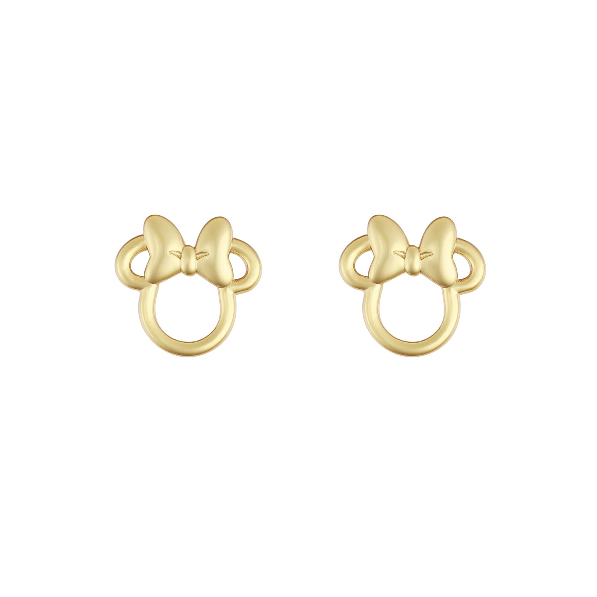 Minnie Mouse Girls Gold Plated Bow Silhouette Stud Earrings