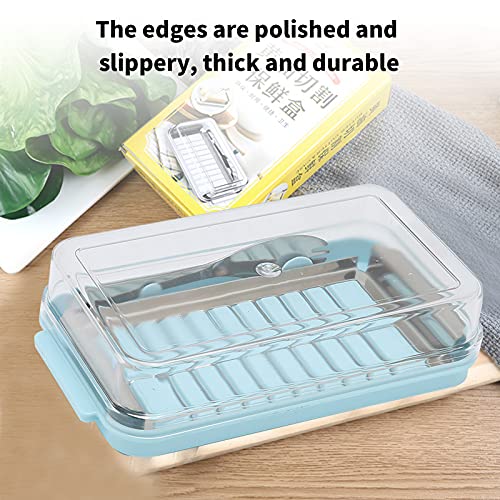 Milltrip Butter Cutter Container, Stainless Steel Butter Cutter Box Cheese Storage Container With Transparent Cover For Kitchen(Blue) #TOP2