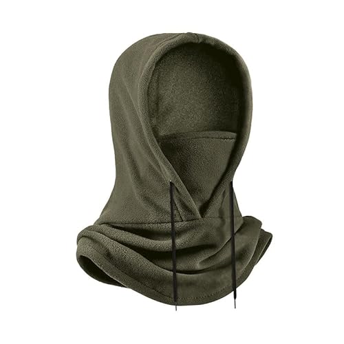 One Shop Cappello Scaldacollo 2 in 1 Multifunzionale con Cordini Regolabili Copertura Totale per Collo e Testa Unisex Outdoor Sport Invernali Sci Montagna Snowboard (Verde Militare)