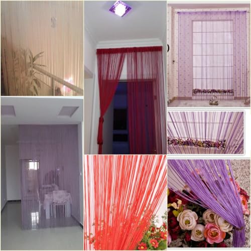 Wambere Pack of 2 1 x 2 m String Curtain Line Curtain Door Curtain Background Curtain Rope Curtain String Curtain for Window Decoration Room Divider Decoration Holiday Decoration - Image 2