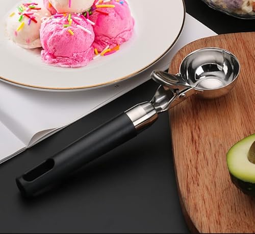 Leden Ice Cream Scoop With Trigger Durable Stainless Steel Ice Cream Scooper, Non-Stick Scooper Spoon, With Comfortable And Anti-Freeze Handle, Perfect For Cookie Dough, Easy Squeeze And Release #TOP6