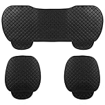 Taylor & Brown 3pc Universal Front and Rear PU Leather Car Seat Bottom Cushion Cover Set with Pockets Car Seat Pad Seat Protector Non Slip Universal Fit 90% Vehicles (Black)