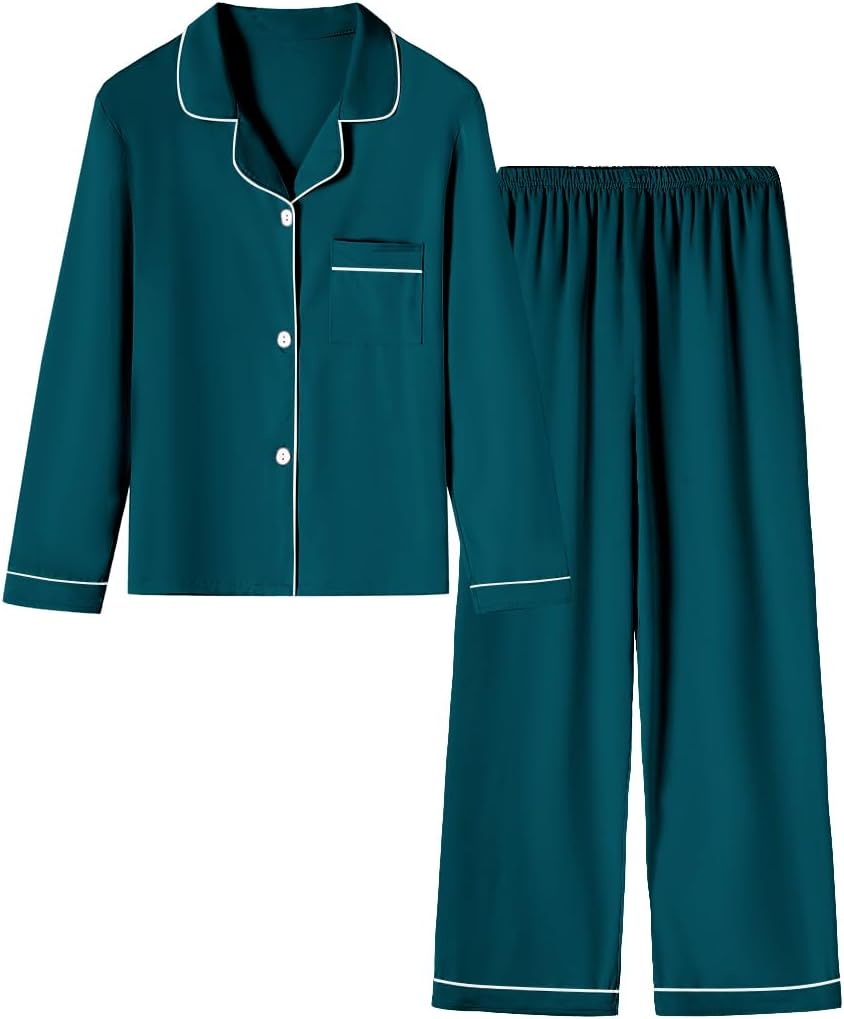 Umeyda Girls & Women Pajamas Set Long Sleeve Button-Down Sleepwear Nightwear Soft Pjs Set Loungewear