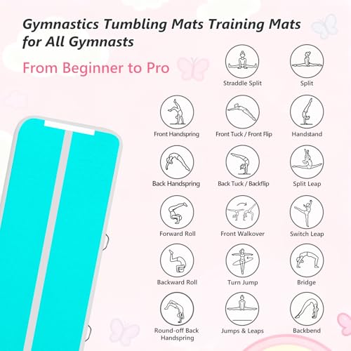 VOFiTNY All Purpose Double faced Gymnastics Air Mat 13’x3.3’x4’’ Sturdy Tumble Track for Home/Gym Cyan/HotPink by VOFiTNY - Image 7