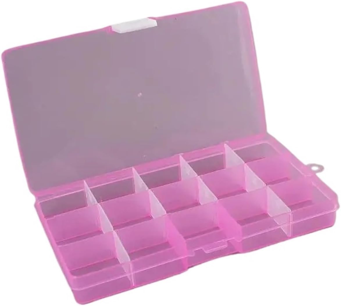 1PCS Useful 15-Grid Plastic Storage Box Part Organizer Case Bead Screw Holder Jewelry Display Container(Orange)