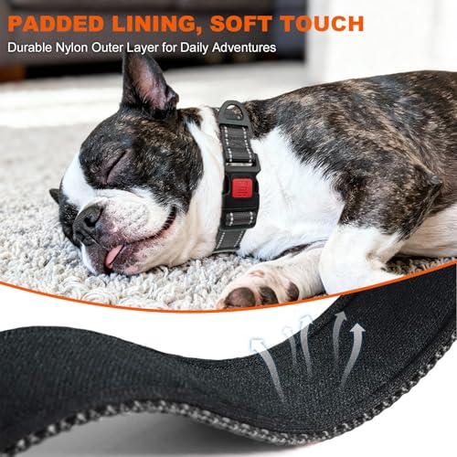 Image of Taglory Reflective Small Dog Collar, Comfortable for Safe Night Walks,Black