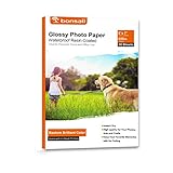 Bonsaii Glossy Photo Paper,Waterproof Resin Coated, 5x7 inches,20 Sheets