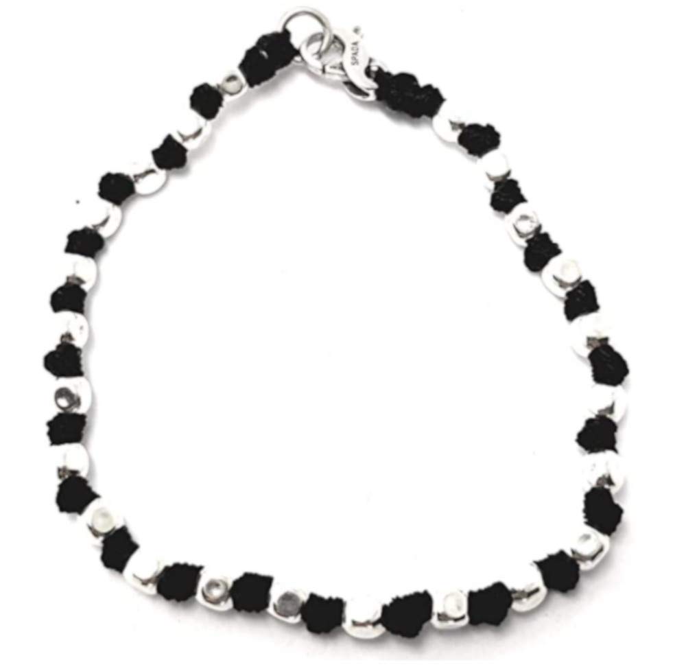 VLNET | Spadarella Spadino bracciale con pepite in argento 925 diametro 3mm. cotone nautico rosso Fatto a mano in Italia Unisex Lunghezza 19cm