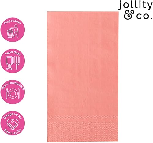 Miniatura 6 de Jollity & Co Servilletas de invitados Shade  Servilletas de fiesta en color melocotón agrio  Paquete de 16 servilletas de invitados  Fácil de