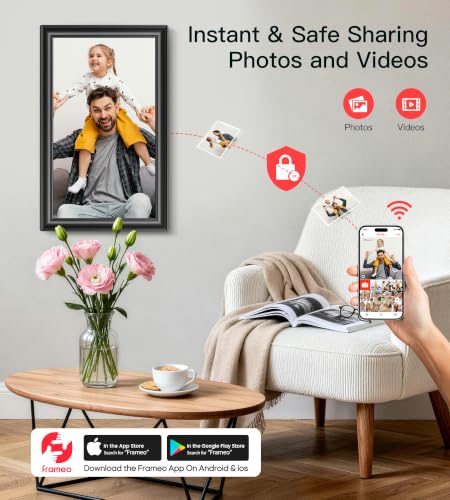 Image of 64GB 15.6 inch Frameo Digital Picture Frame WiFi, Large Electronic Photo Frames 1920 x 1080 IPS FHD Touch Screen, Send Photos from Your Phone from Anywhere, Best Gifts for Parents and Grandparents