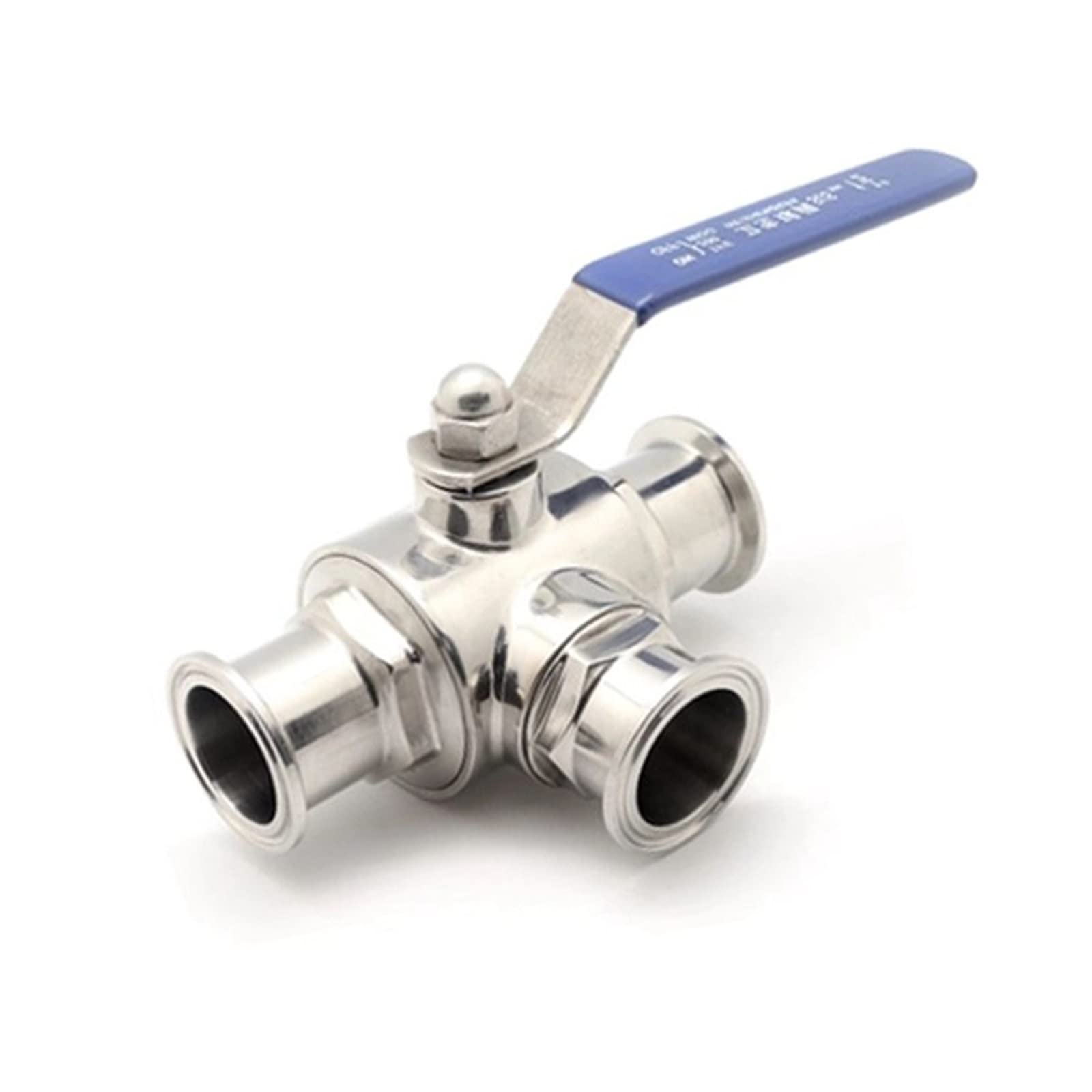 PEQYUACTE 3 Way Tri Clamp Ferrule Type Ball Valve 304 Stainless Steel Ball Valve For Homebrew Diary(L Type,38mm)