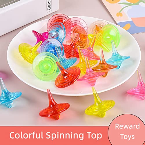 SPRMUD Kinder Acryl Kreisel Spielzeug, Bunte dauerhafte glänzende Kristall kleine Kreisel für Jungen Mädchen Kinder Spiel in Familie/Partei/Schule/Kindergarten Spiel/Geschenk/Bildung (12 PCS)