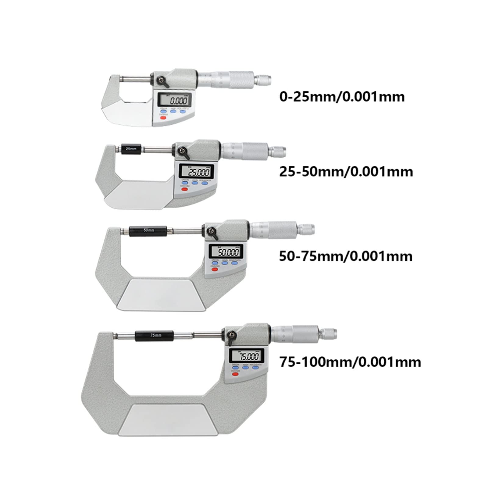 Mikrometr, Mikrometr IP65. Zewnętrzny mikrometr cyfrowy 0-25/50/75 100mm 0,001 mm Woda Oil Elektroniczna Miernik Suwmiarca(0-25mm)