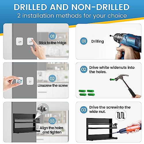 DUNSOO Especieros para Cocina, Organizador de Especias sin Taladro con Portarrollos y 4 Ganchos, Especiero pared Para Baño,Cocina - imagen 6