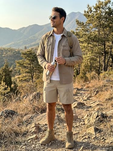 Image of Libin Men's Hiking Cargo Shorts with Zipper Pockets