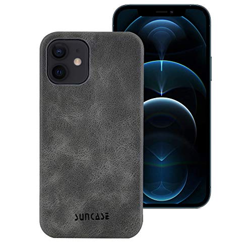 Étui de protection iPhone 12 coque de téléphone cuir gris