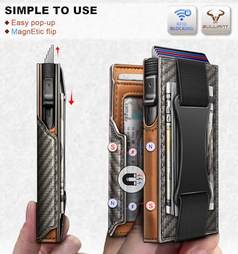 Image of BULLIANT Men Slim Leather Wallet Metal Case Money Clip-Magnetic Closure