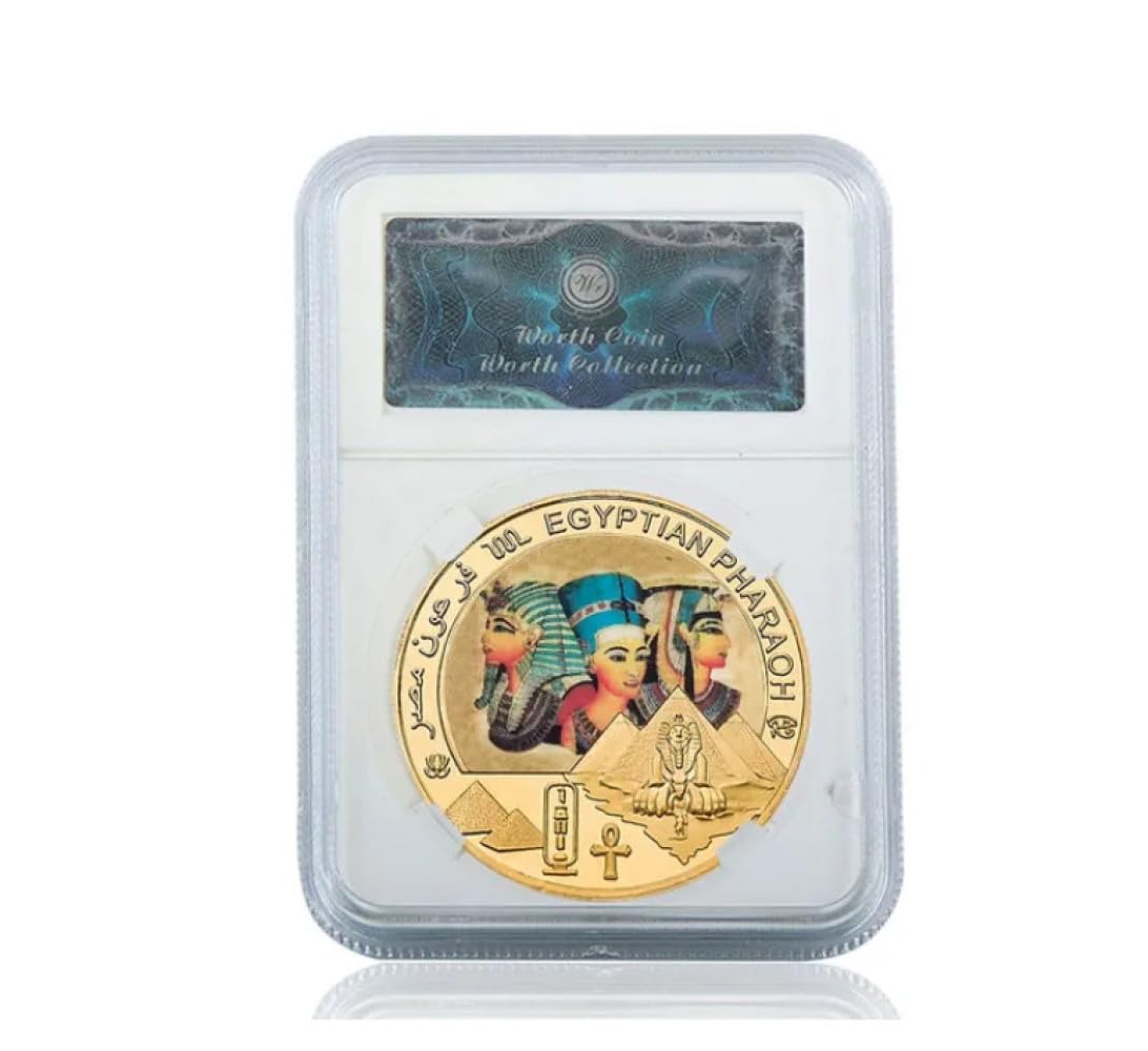 Minhbder Gold Commemorative Coins Egyptian Pharaoh Plated Challenge Coin Art Craft Souvenir Gift For Collection Home Decor