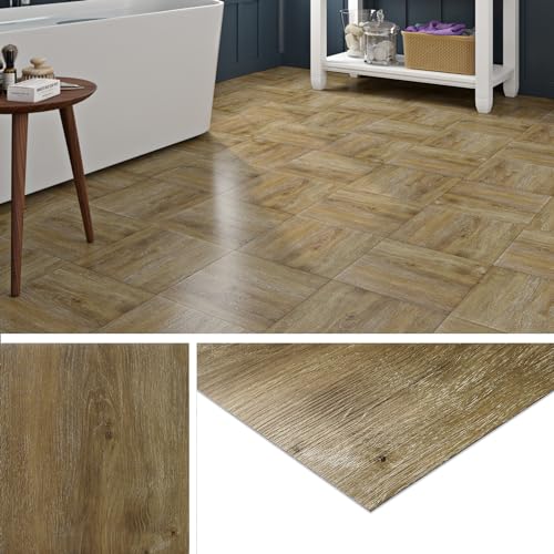 Livelynine Suelo Vinilo Autoadhesivo Madera Roble Impermeable Baldosas Adhesivas Suelo Baño Cocina 30x30CM Suelo Vinilico Autoadhesivo PVC Salon Suelo Laminado Adhesivo para Habitación, 4 Baldosas