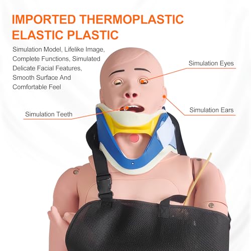 Image of Trauma Patient Care Training Manikin - Closed Limb Fracture Model, Adjustable Cervical Collar, Spinal Injury Nursing - Multifunctional Human Simulator for Student /EMT Education