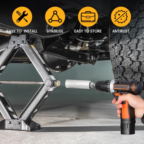 Image of 8inch Scissor Jack Slotted Drill Attachment with 2 Adapter Bits,Stainless Steel Scissor Jack Slotted Drill Adapter T-Slot Drill Attachment,for RV Trailer Camper