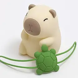 Luminária Capivara Luz Noturna Infantil, Abajur de Silicone Recarregável USB, 7 Cores RGB por Toque com Timer, Decoração para Quarto de Bebê