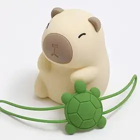 Luminária Capivara Luz Noturna Infantil, Abajur de Silicone Recarregável USB, 7 Cores RGB por Toque com Timer, Decoração para Quarto de Bebê