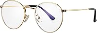 Vista 12 de PORADAY Lentes de bloqueo de luz azul para mujeres y hombres, marco de lentes de metal redondo retro 100% anti-luz azul