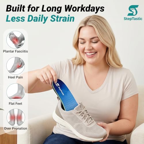 StepTastic 220+ lbs Heavy Duty High Arch Support Insoles for Men and Women - 4